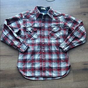 Pendleton Vintage Red and Gray Plaid Wool Shirt ! Large